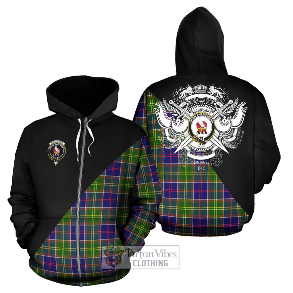 Whitefoord Tartan Hoodie with Family Crest and Military Logo Style - Tartanvibesclothing Shop