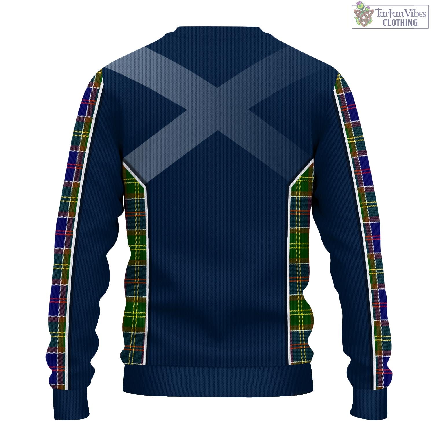 Tartan Vibes Clothing Whitefoord Modern Tartan Knitted Sweatshirt with Family Crest and Scottish Thistle Vibes Sport Style