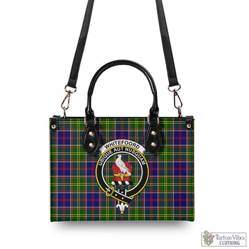 Whitefoord Tartan Luxury Leather Handbags with Family Crest - Tartan Vibes Clothing