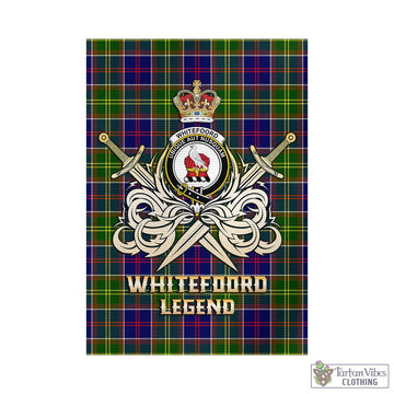 Whitefoord Tartan Garden Flag with Clan Crest and the Golden Sword of Courageous Legacy - Tartan Vibes Clothing
