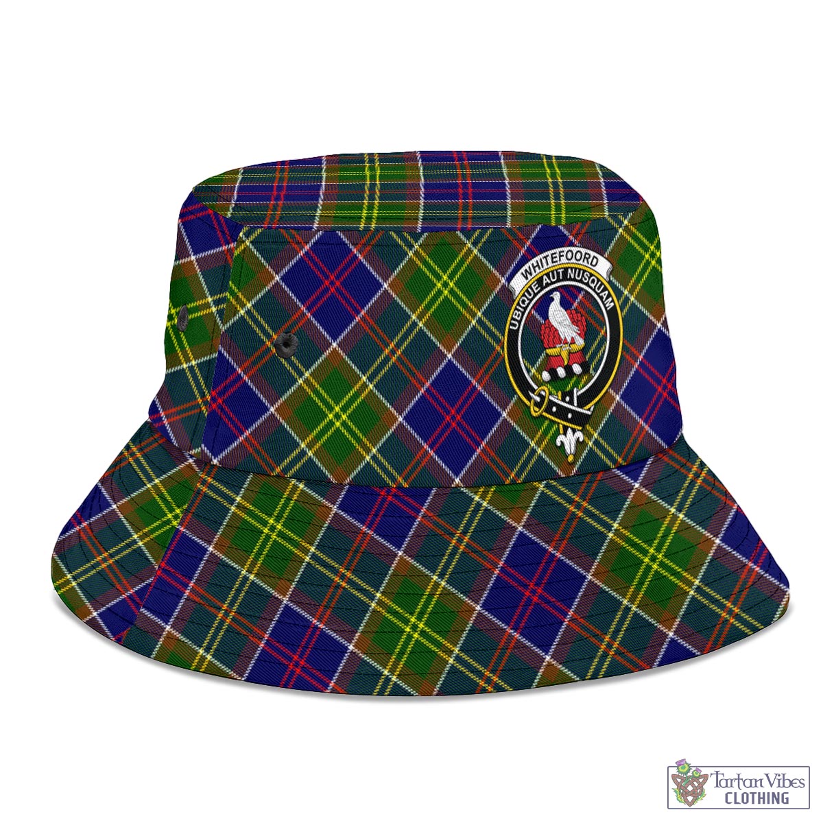 Tartan Vibes Clothing Whitefoord Modern Tartan Bucket Hat with Family Crest