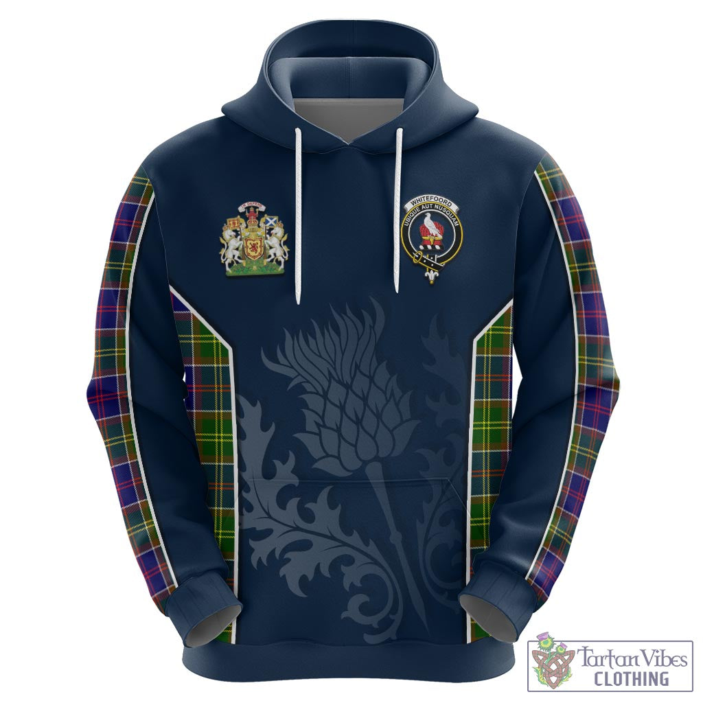 Tartan Vibes Clothing Whitefoord Modern Tartan Hoodie with Family Crest and Scottish Thistle Vibes Sport Style