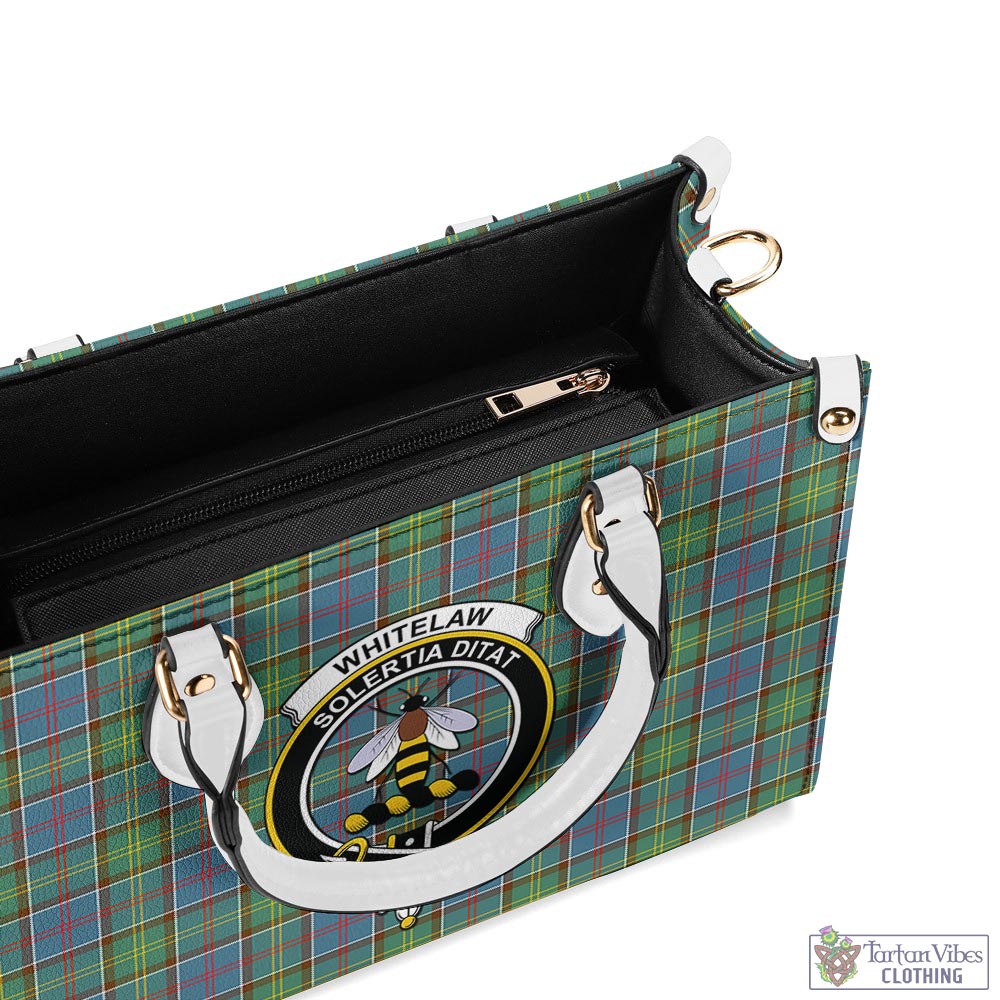 Tartan Vibes Clothing Whitelaw Tartan Luxury Leather Handbags with Family Crest