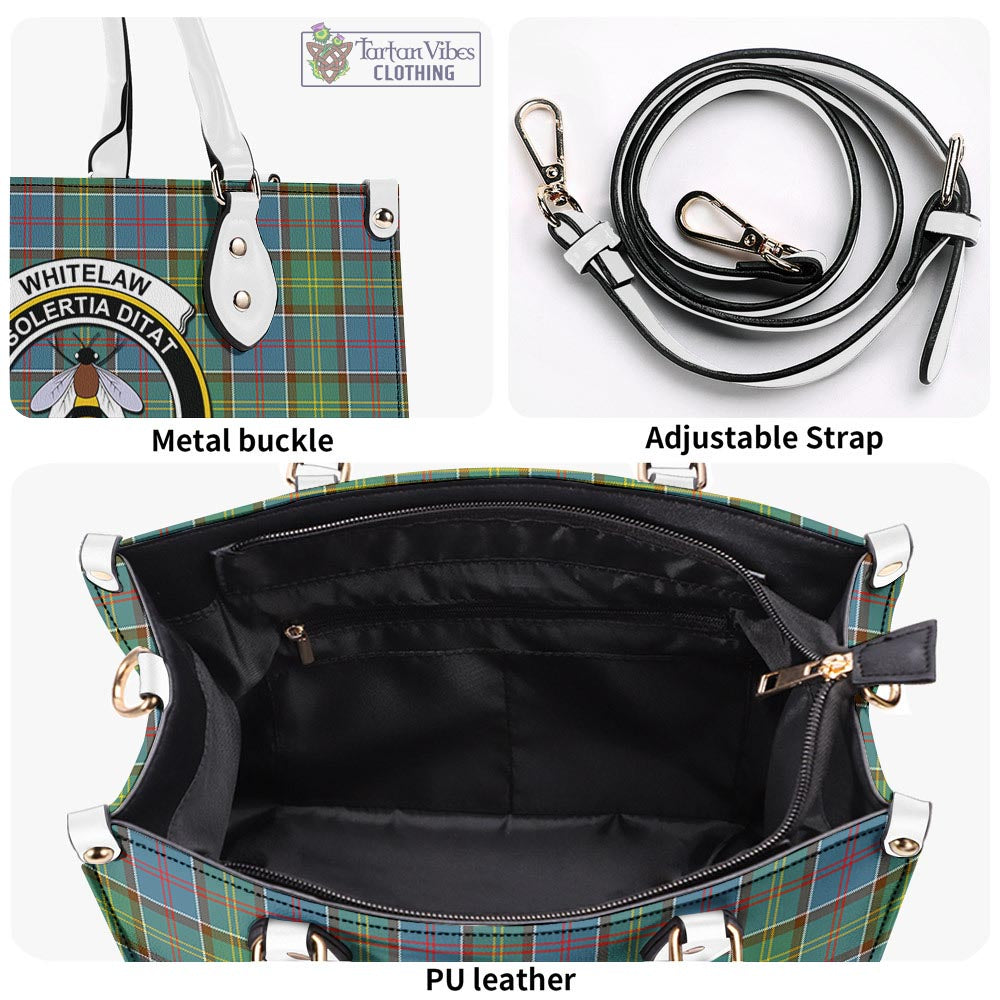 Tartan Vibes Clothing Whitelaw Tartan Luxury Leather Handbags with Family Crest