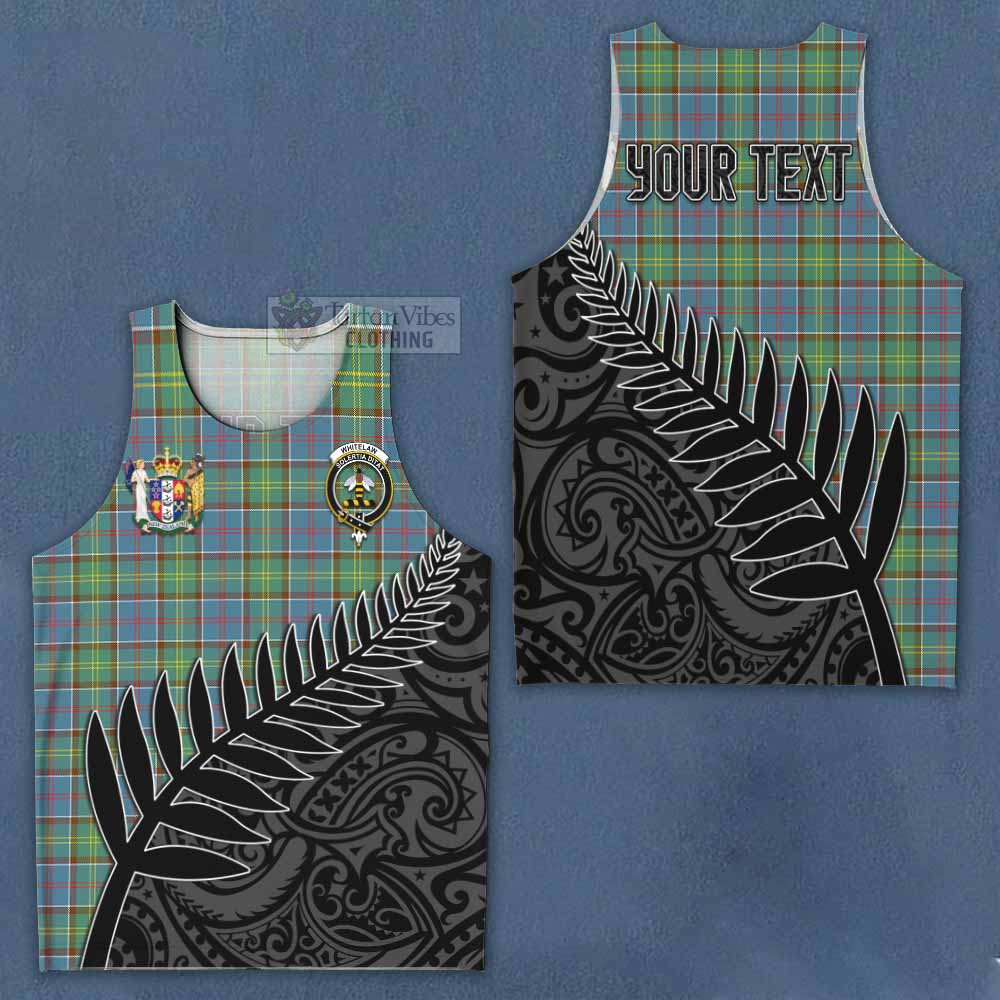 Tartan Vibes Clothing Whitelaw Crest Tartan Men's Tank Top with New Zealand Silver Fern Half Style