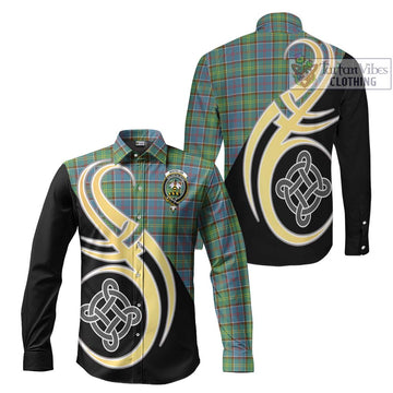 Whitelaw Tartan Long Sleeve Button Shirt with Family Crest and Celtic Symbol Style