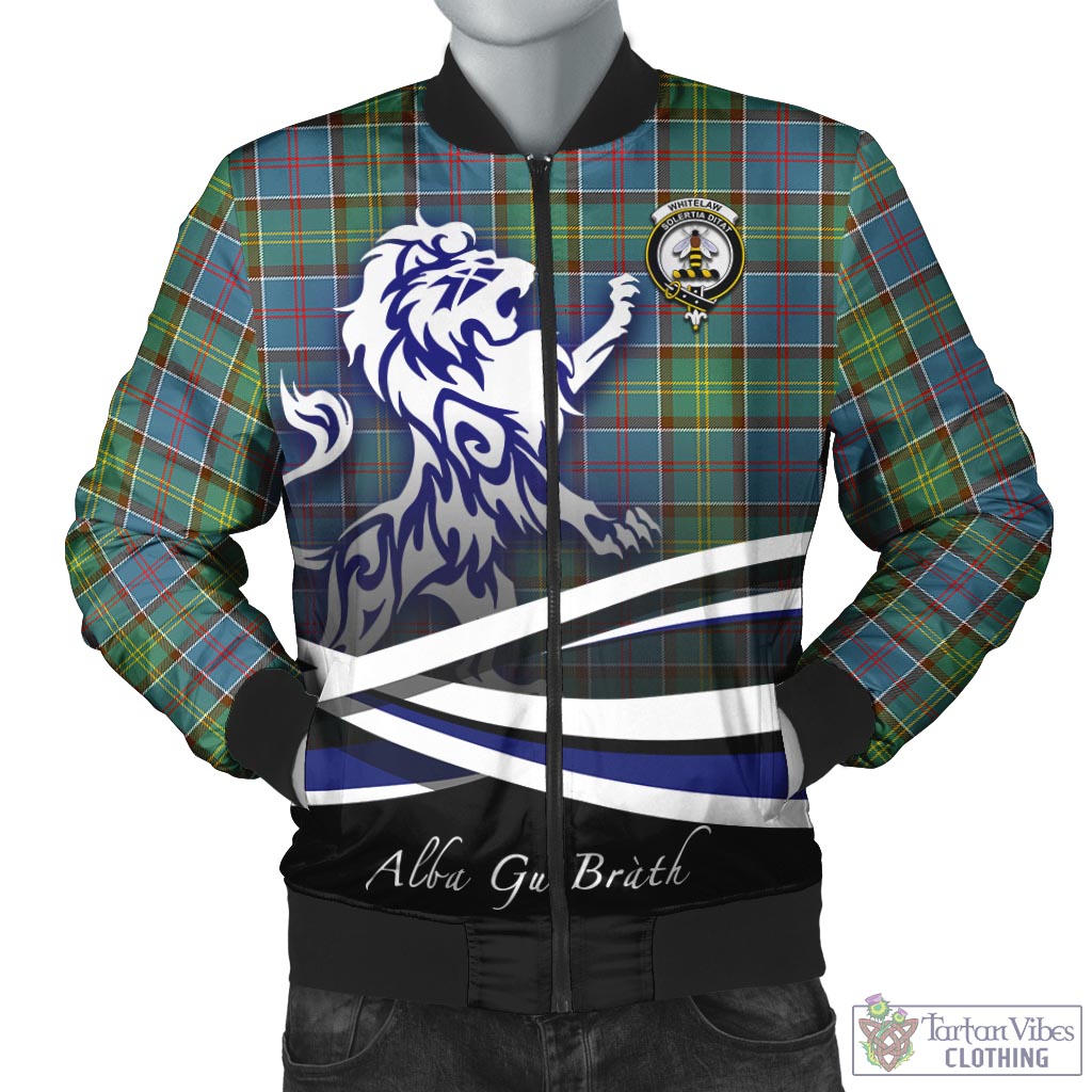 Tartan Vibes Clothing Whitelaw Tartan Bomber Jacket with Alba Gu Brath Regal Lion Emblem