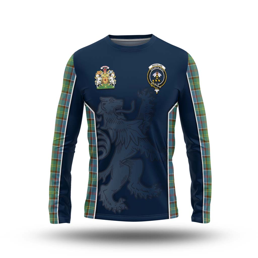 Tartan Vibes Clothing Whitelaw Tartan Long Sleeve T-Shirt with Family Crest and Lion Rampant Vibes Sport Style