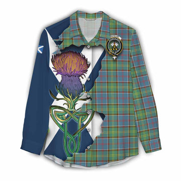 Whitelaw Tartan Family Crest Women's Casual Shirt Scottish Thistle Celtic Inspired Female - Tartan Vibes Clothing