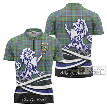 Whitelaw Tartan Zipper Polo Shirt with Alba Gu Brath Regal Lion Emblem