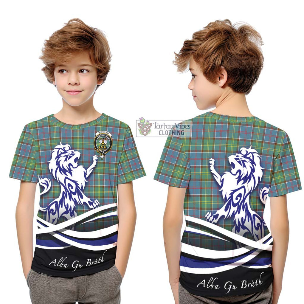 Whitelaw Tartan Kid T-Shirt with Alba Gu Brath Regal Lion Emblem Youth XL Size14 - Tartanvibesclothing Shop