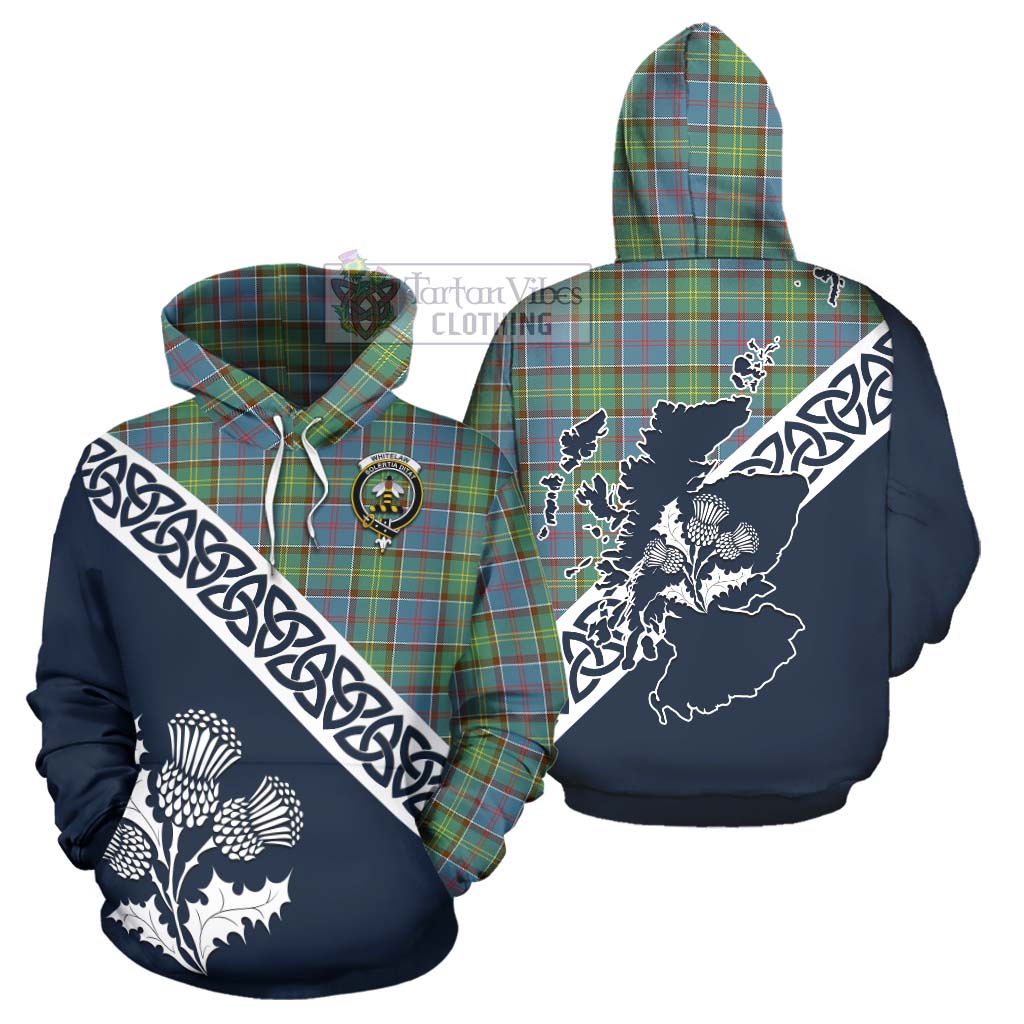 Tartan Vibes Clothing Whitelaw Tartan Hoodie Featuring Thistle and Scotland Map