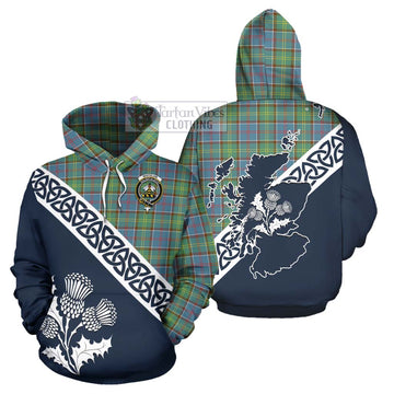 Whitelaw Tartan Hoodie Featuring Thistle and Scotland Map