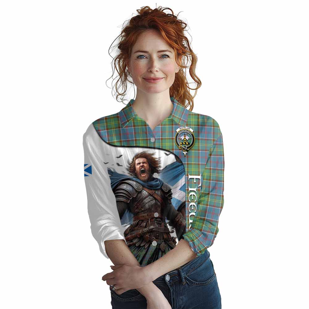 Tartan Vibes Clothing Whitelaw Crest Tartan Women's Casual Shirt Inspired by the Freedom of Scottish Warrior