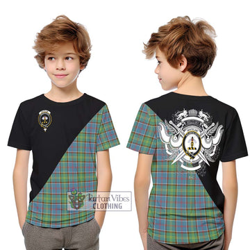 Whitelaw Tartan Kid T-Shirt with Family Crest and Military Logo Style