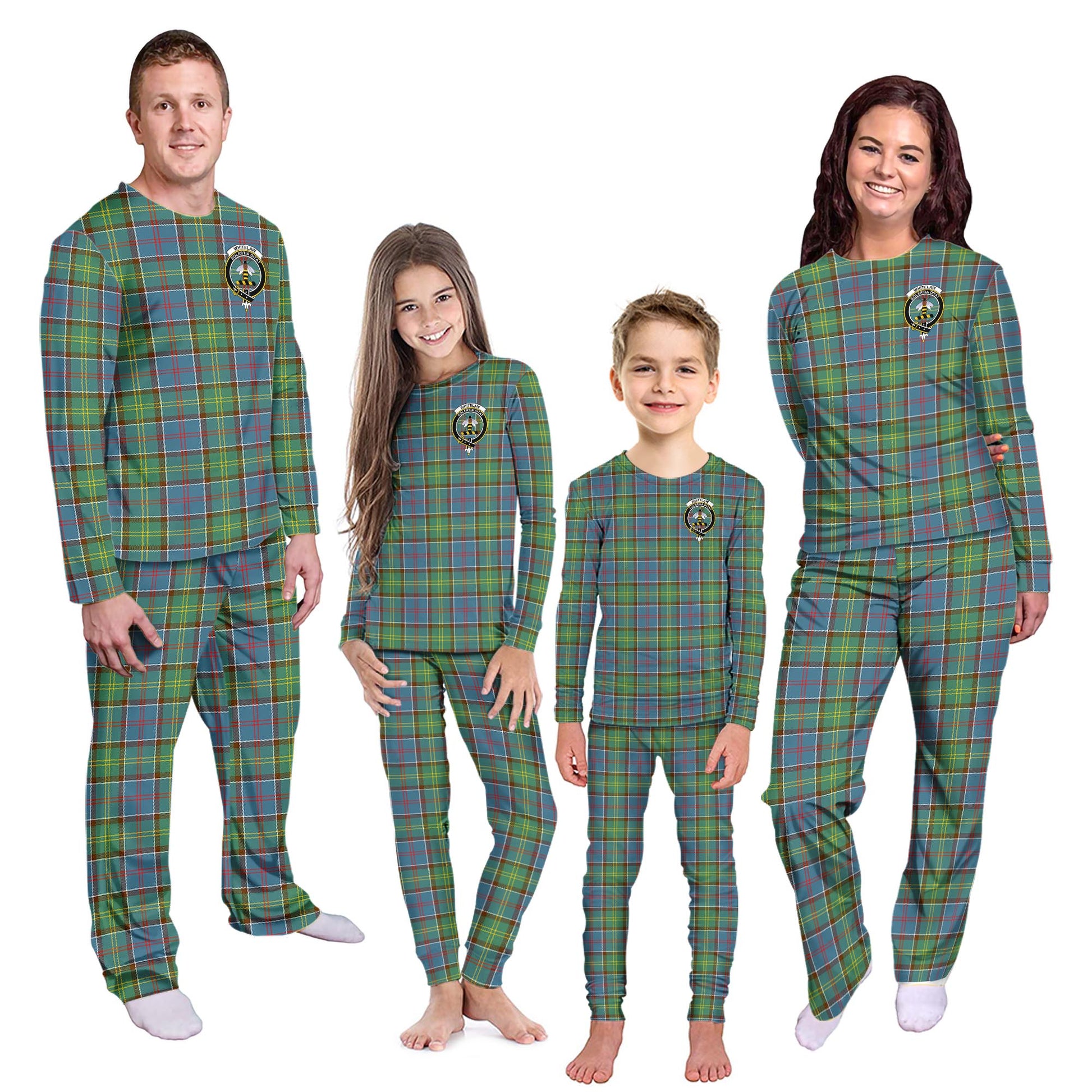 Whitelaw Tartan Pajamas Family Set with Family Crest - Tartanvibesclothing