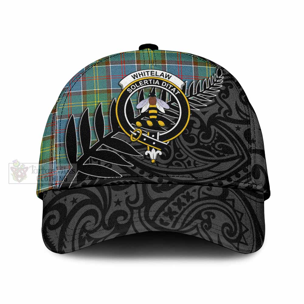 Tartan Vibes Clothing Whitelaw Tartan Classic Cap with New Zealand Silver Fern Half Style