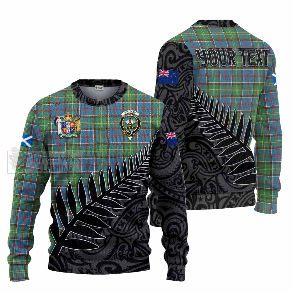 Tartan Vibes Clothing Whitelaw Crest Tartan Knitted Sweater with New Zealand Silver Fern Half Style