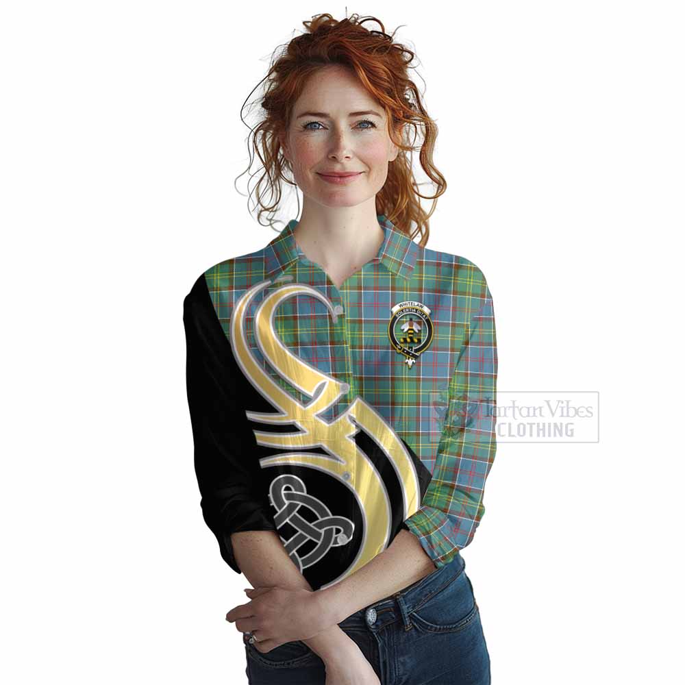 Tartan Vibes Clothing Whitelaw Tartan Women's Casual Shirt with Family Crest and Celtic Symbol Style