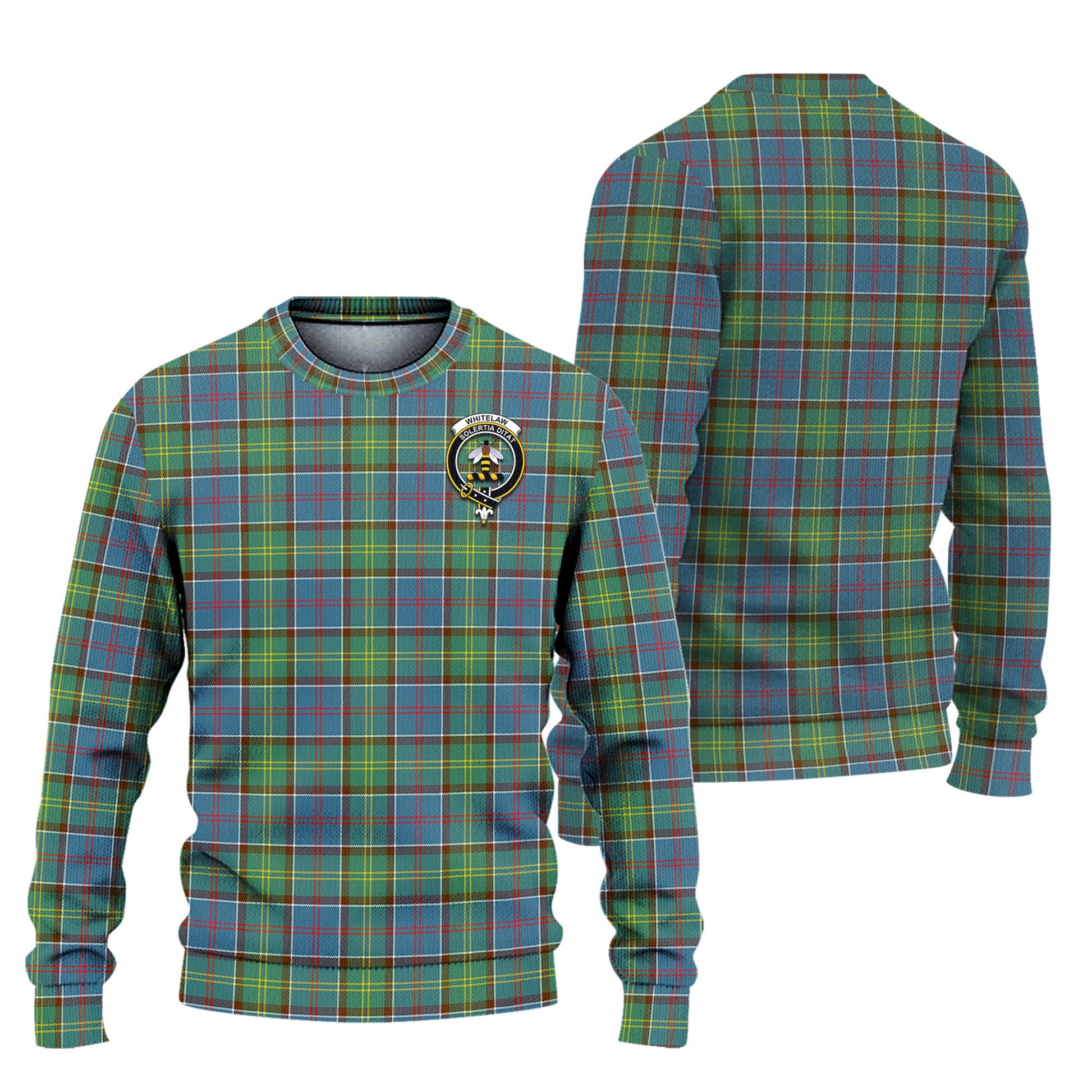 Whitelaw Tartan Knitted Sweater with Family Crest Unisex - Tartanvibesclothing