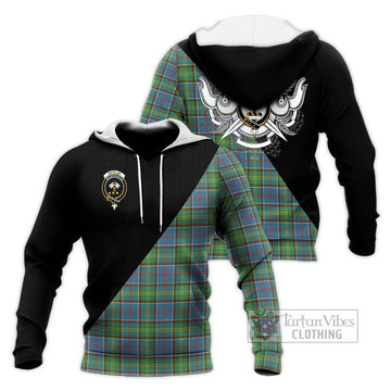 Whitelaw Tartan Knitted Hoodie with Family Crest and Military Logo Style