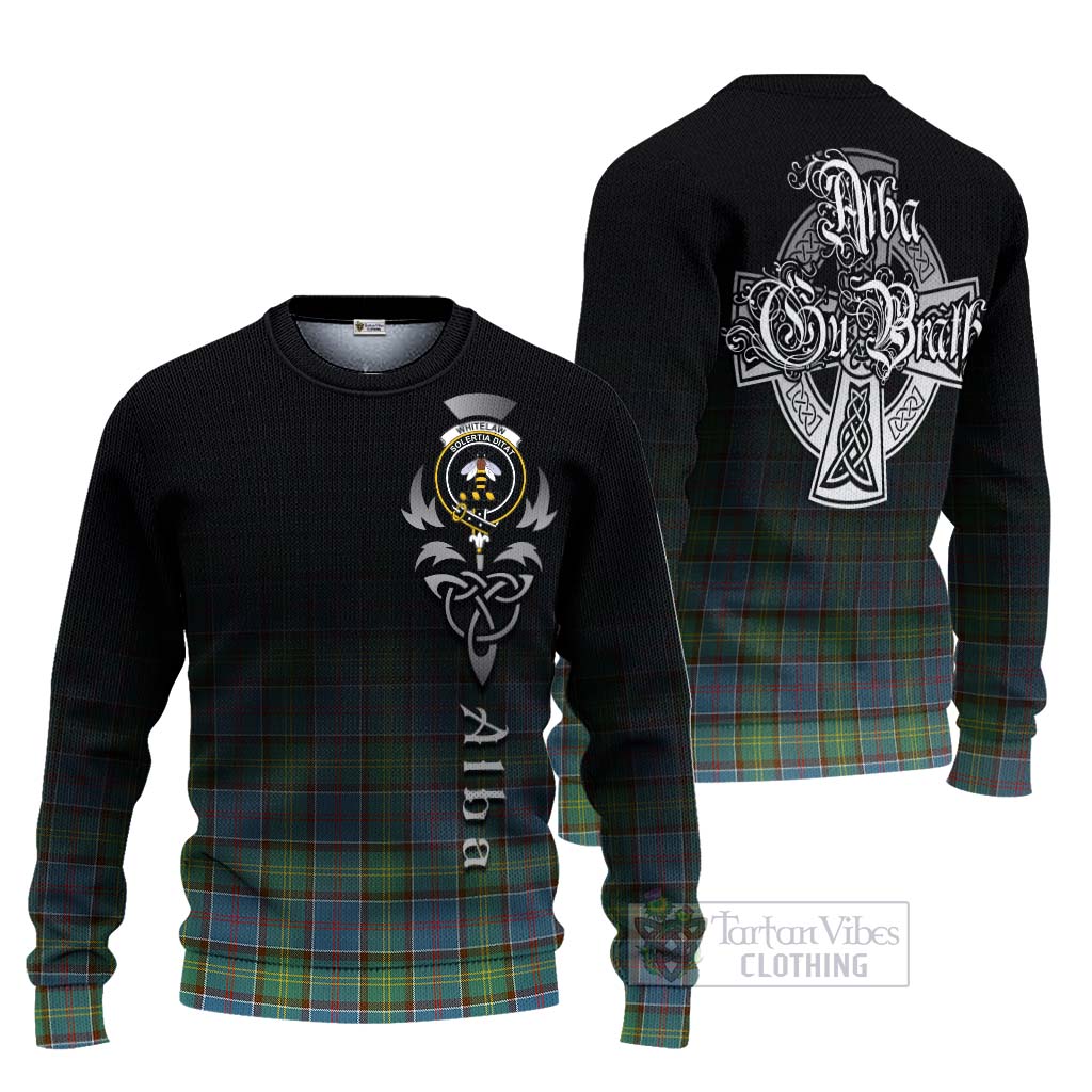 Tartan Vibes Clothing Whitelaw Tartan Knitted Sweater Featuring Alba Gu Brath Family Crest Celtic Inspired