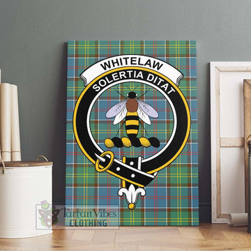 Whitelaw Tartan Canvas Print Wall Art with Family Crest