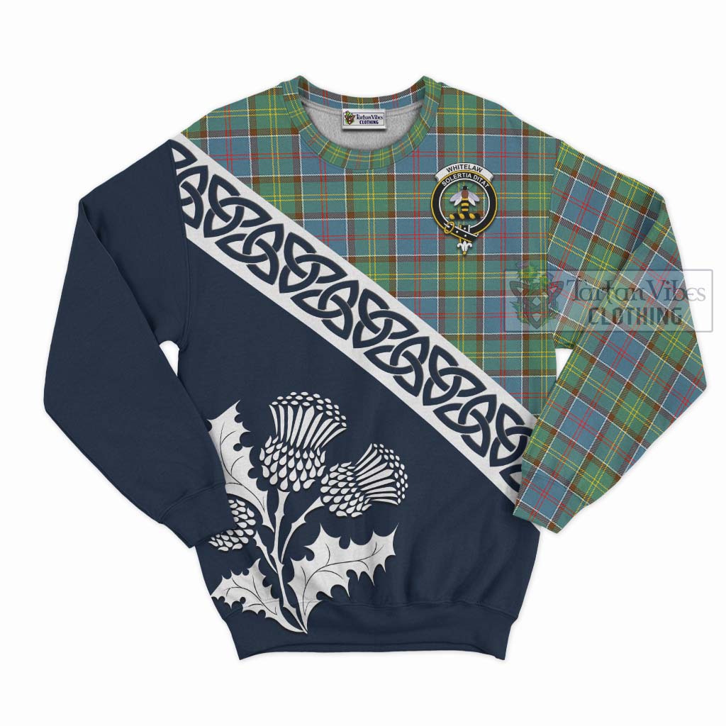 Tartan Vibes Clothing Whitelaw Tartan Sweatshirt Featuring Thistle and Scotland Map