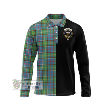 Whitelaw Tartan Long Sleeve Polo Shirt with Family Crest and Half Of Me Style