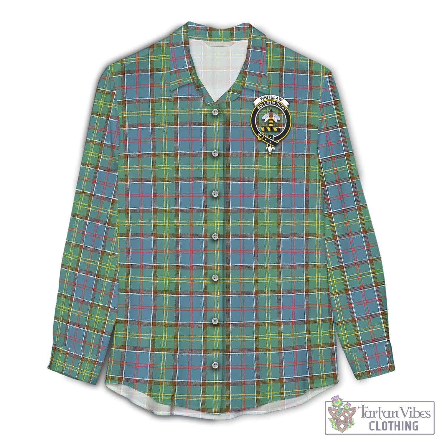 Tartan Vibes Clothing Whitelaw Tartan Womens Casual Shirt with Family Crest