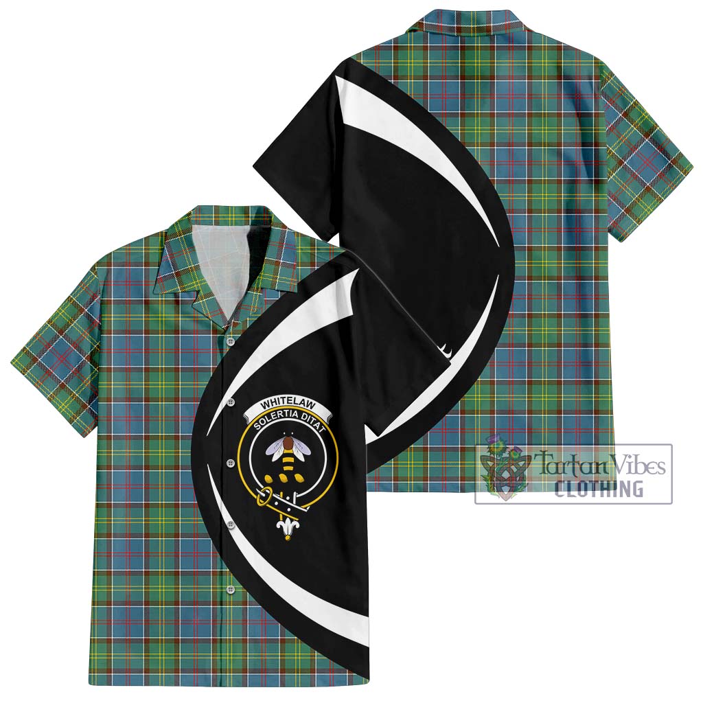 Tartan Vibes Clothing Whitelaw Tartan Short Sleeve Button Up with Family Crest Circle Style