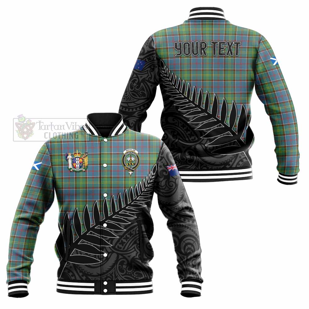 Tartan Vibes Clothing Whitelaw Crest Tartan Baseball Jacket with New Zealand Silver Fern Half Style