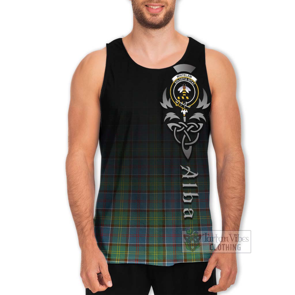 Tartan Vibes Clothing Whitelaw Tartan Men's Tank Top Featuring Alba Gu Brath Family Crest Celtic Inspired