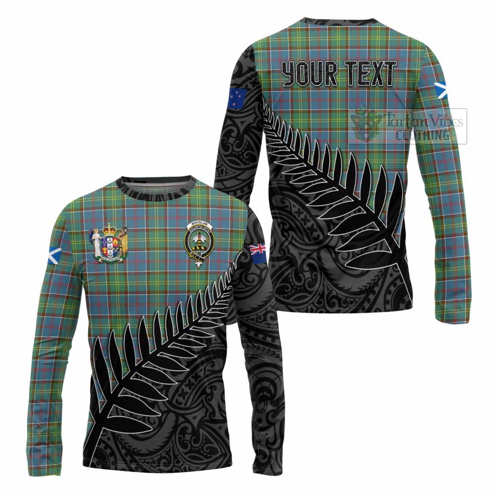 Tartan Vibes Clothing Whitelaw Crest Tartan Long Sleeve T-Shirt with New Zealand Silver Fern Half Style