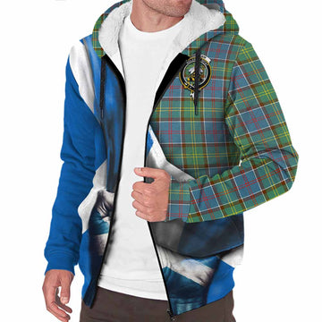 Whitelaw Tartan Sherpa Hoodie with Family Crest Scotland Patriotic Style