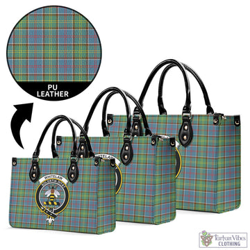 Whitelaw Tartan Luxury Leather Handbags with Family Crest