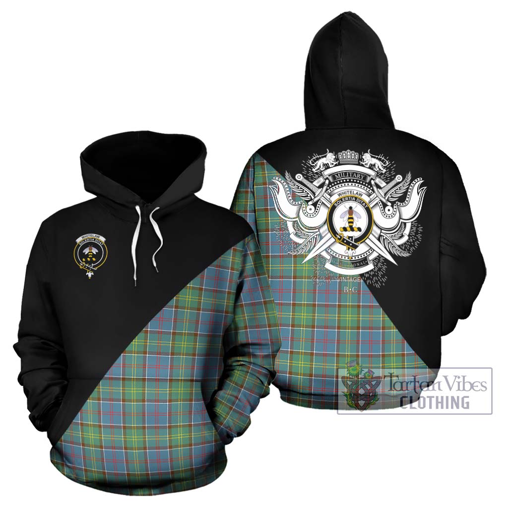 Tartan Vibes Clothing Whitelaw Tartan Hoodie with Family Crest and Military Logo Style