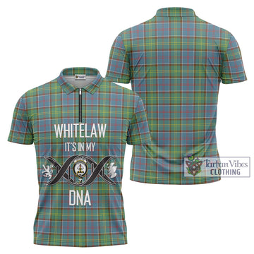 Whitelaw Tartan Zipper Polo Shirt with Family Crest DNA In Me Style