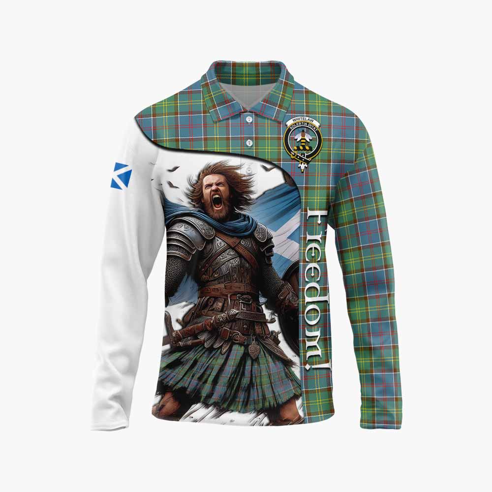 Tartan Vibes Clothing Whitelaw Crest Tartan Long Sleeve Polo Shirt Inspired by the Freedom of Scottish Warrior