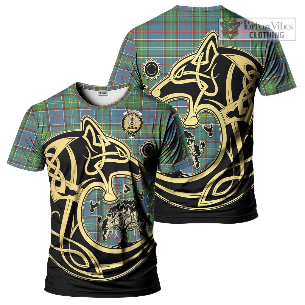 Tartan Vibes Clothing Whitelaw Tartan T-Shirt with Family Crest Celtic Wolf Style