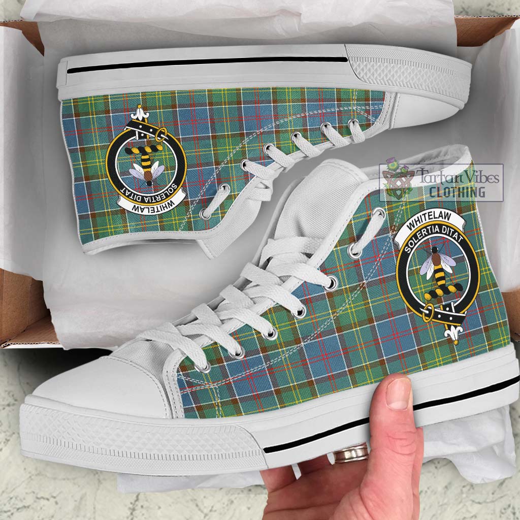 Tartan Vibes Clothing Whitelaw Tartan High Top Shoes with Family Crest