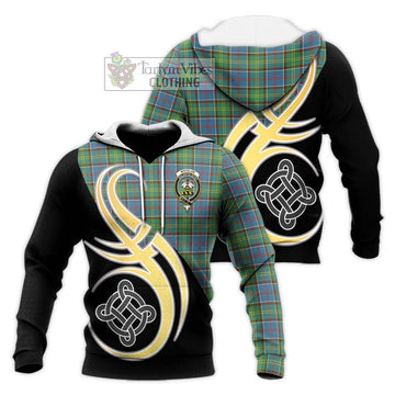 Whitelaw Tartan Knitted Hoodie with Family Crest and Celtic Symbol Style