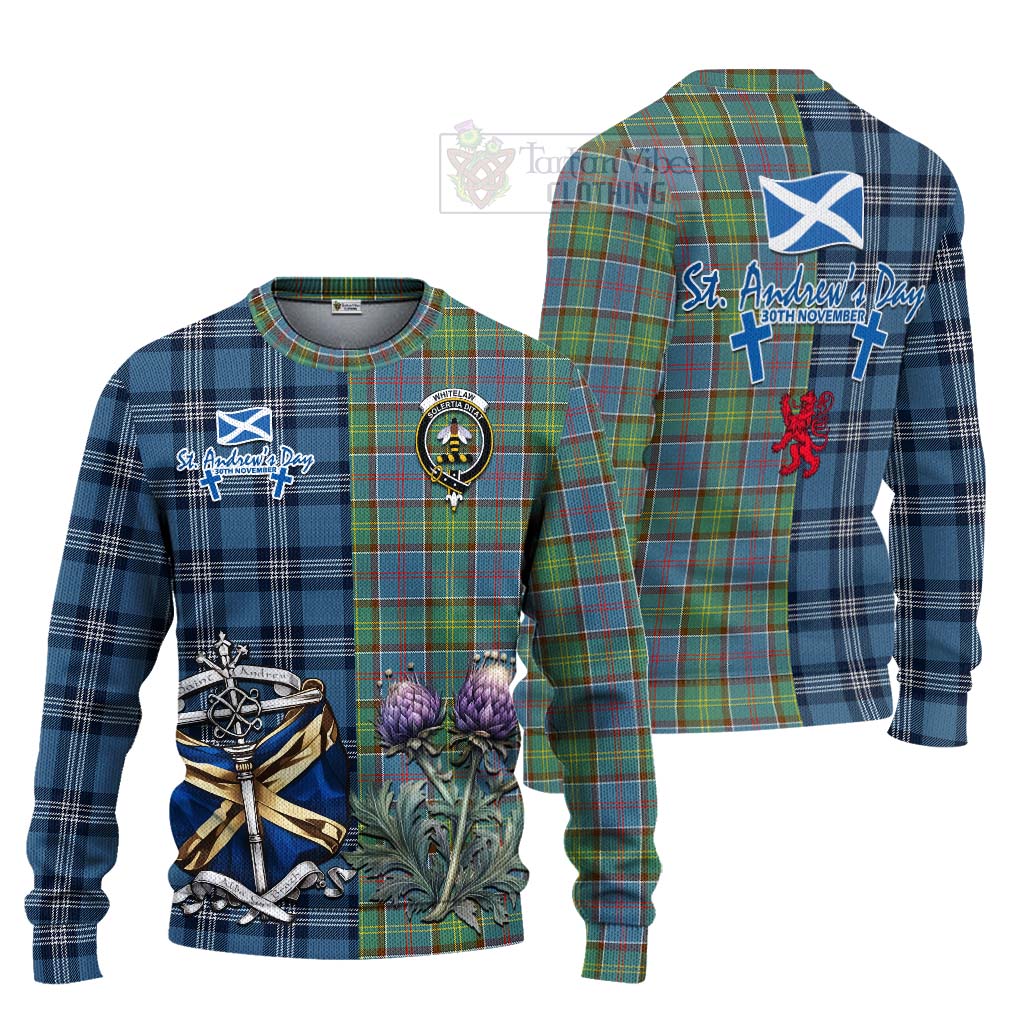 Tartan Vibes Clothing Whitelaw Tartan Knitted Sweater Happy St. Andrew's Day Half Tartan Style