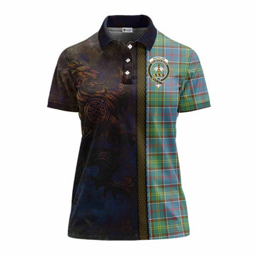 Whitelaw Tartan Family Crest Women's Polo Shirt Alba Gu Brath Be Brave Lion Ancient Style Women - Tartan Vibes Clothing