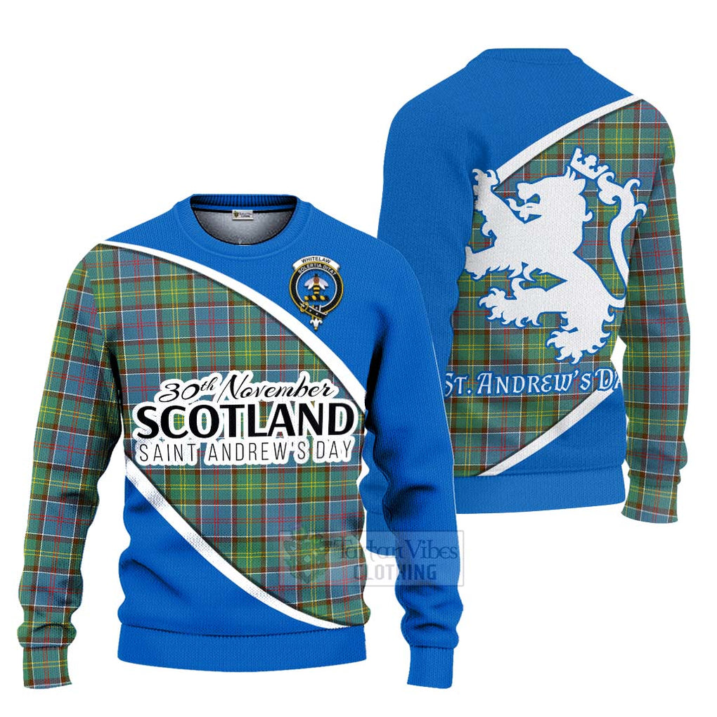 Tartan Vibes Clothing Whitelaw Family Crest Tartan Knitted Sweater Celebrate Saint Andrew's Day in Style