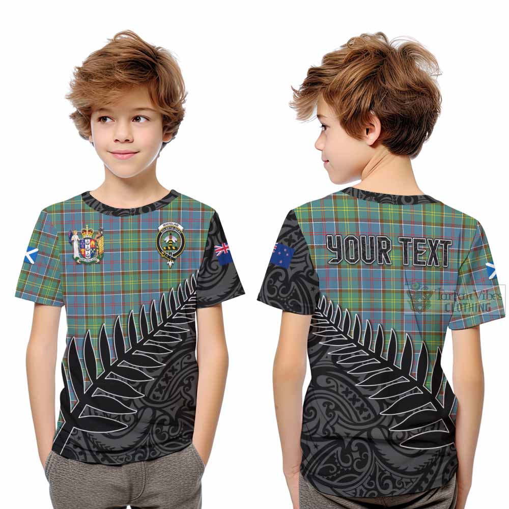 Tartan Vibes Clothing Whitelaw Crest Tartan Kid T-Shirt with New Zealand Silver Fern Half Style