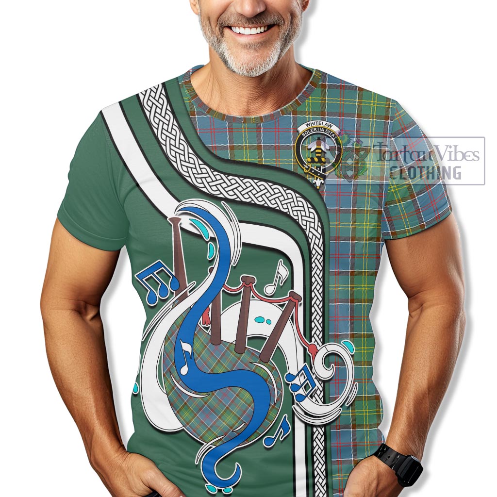 Tartan Vibes Clothing Whitelaw Tartan T-Shirt with Epic Bagpipe Style