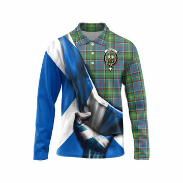 Whitelaw Tartan Long Sleeve Polo Shirt with Family Crest Scotland Patriotic Style