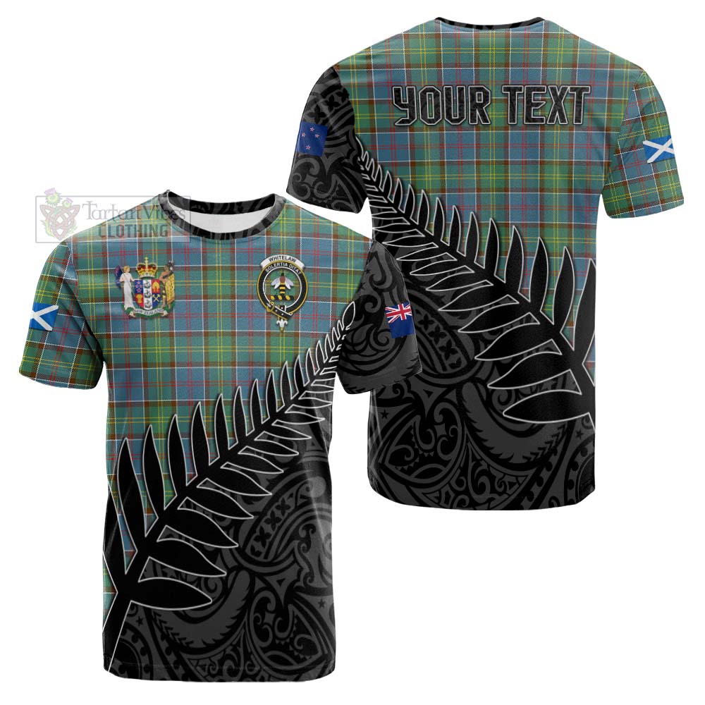 Tartan Vibes Clothing Whitelaw Crest Tartan Cotton T-shirt with New Zealand Silver Fern Half Style