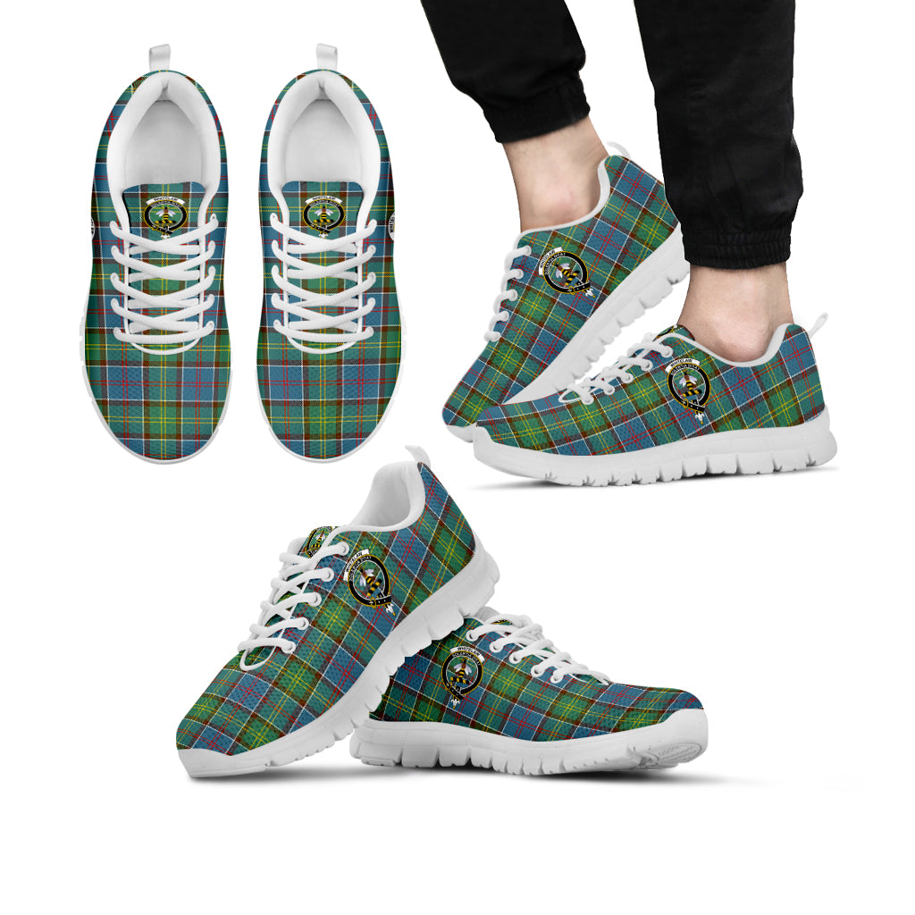 Whitelaw Tartan Sneakers with Family Crest Kid's Sneakers - Tartan Vibes Clothing